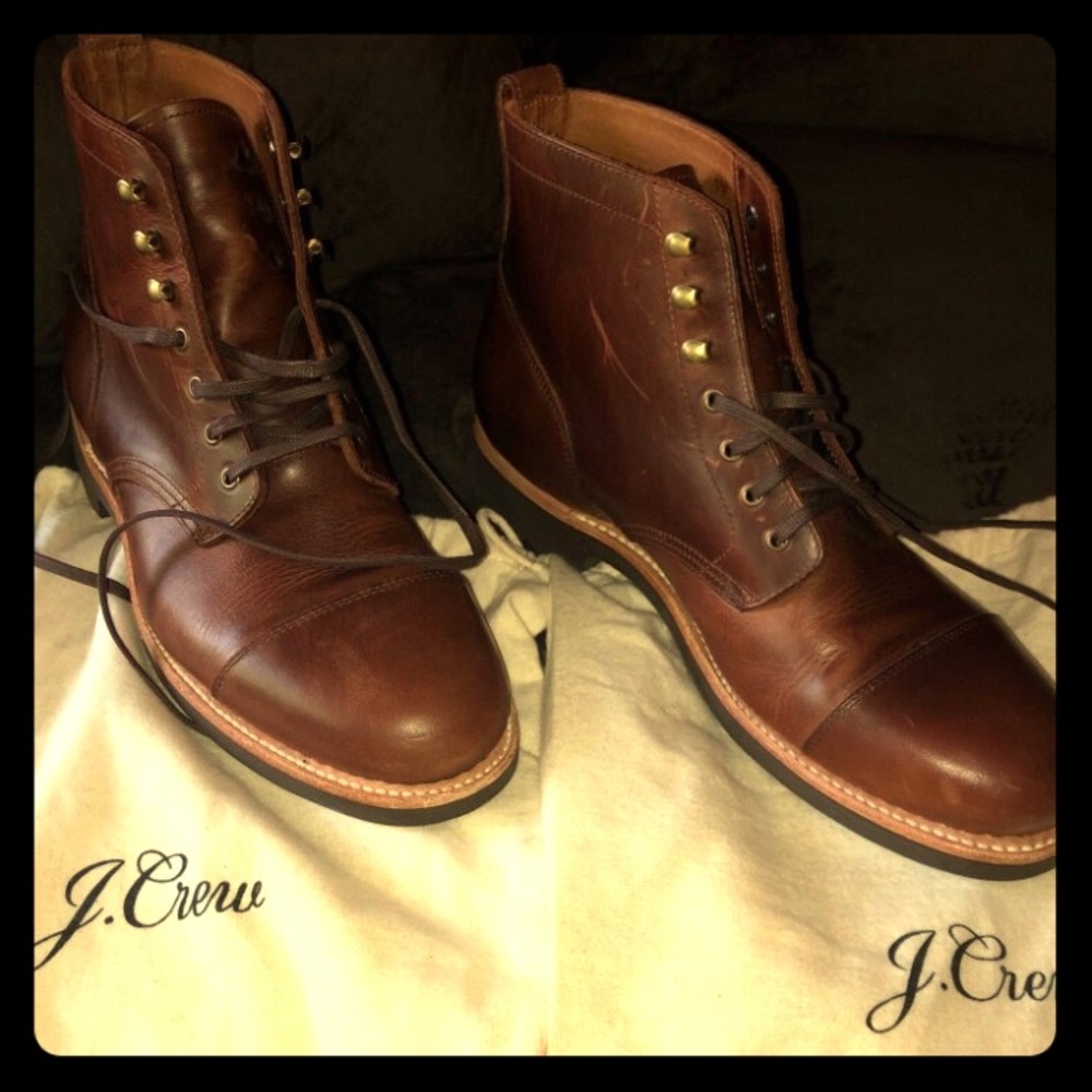 J Crew Kenton Leather cap-toe boots